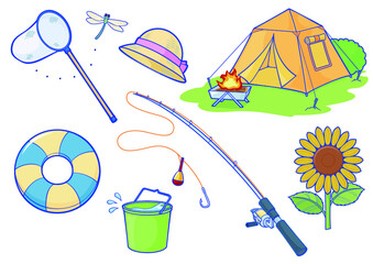 夏のアウトドアレジャー　素材セット © 富久 石川