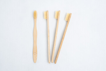Bamboo toothbrush shooting in studio with white background