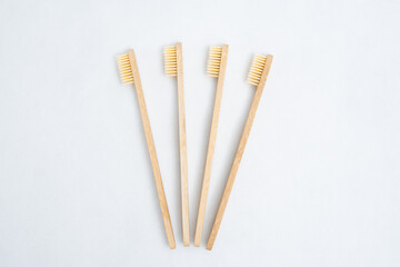 Bamboo toothbrush shooting in studio with white background