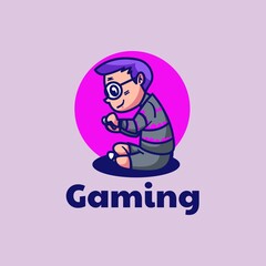 Vector Logo Illustration Gaming Cute Cartoon.