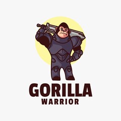 Vector Logo Illustration Gorilla Mascot Cartoon Style.