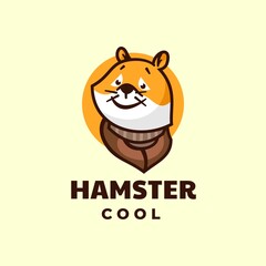 Vector Logo Illustration Hamster Mascot Cartoon Style.