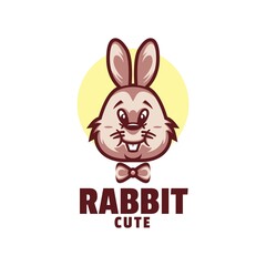 Vector Logo Illustration Rabbit Mascot Cartoon Style.