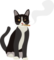 Fototapeta na wymiar Vector illustration of smoking cat character