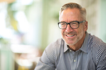 Obraz premium Mature handome fit man sitting outside stock photo
