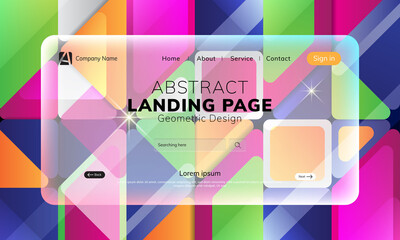 Landing page with geometric background