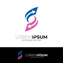 Obraz premium Letter S logo and arrow design template, swoosh arrow icons