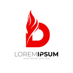 Obraz premium Letter D logo and fire design template, flat style icons