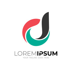 Abstract letter D logo with colorful design template