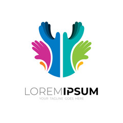 Social logo with hand design combination, colorful logos