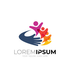 Family logo and hand design combination, colorful style