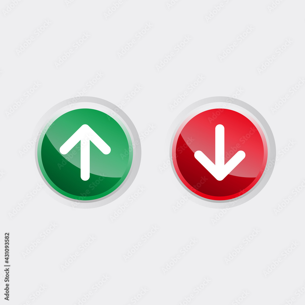 Poster set of upload and download icon button design with glossy effect template vector