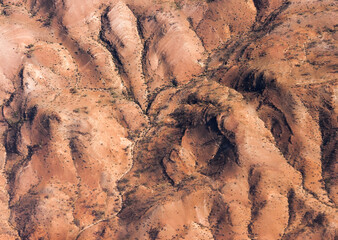 Aerial view of a dry creek in the South Australian desert