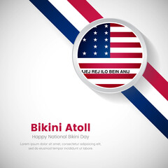 Creative Bikini Atoll national flag on circle. National bikini day of Bikini Atoll country with classic background