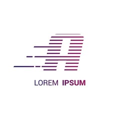 alphabet logo template with fast stripes lines purple gradient and hidden mesage