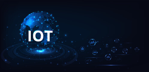 Internet of things concept. IOT design.Global network connection. Communication technology and  Internet networking concept, Connect wireless devices with things.Vector illustration.