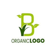 alphabet capital logo. Creative design concept green color with organic plant