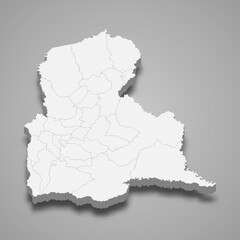 3d isometric map of Tachira is a state of Venezuela,