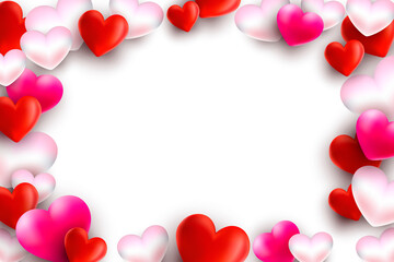 Beautiful illustration of a heart design. Happy Valentine's Day background with heart and real composition for fashion banner, poster or greeting card 3d images Illustration