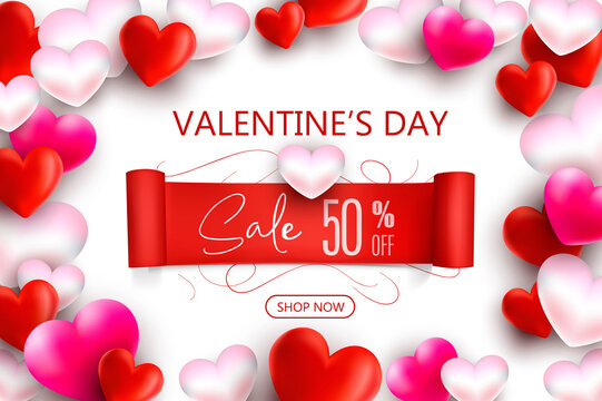Beautiful illustration of a heart design. Happy Valentine's Day background with heart and real composition for fashion banner, poster or greeting card 3d images Illustration