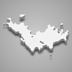 3d isometric map of Saint Barthelemy, isolated with shadow