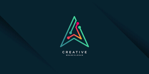 Creative logo technology with triangle shape Premium Vector Part 8 - obrazy, fototapety, plakaty