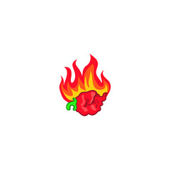 Chili peppers on fire logo, Logo meaning hot, burning, tasty, 
spirit, brave, desire, energy. modern, clean, catchy, fun in style. 
Related industry with food and beverage, restaurant, etc.