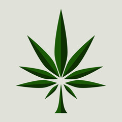 Marijuana leaf icon logo. Origami paper design concept.