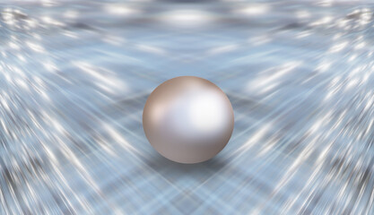 3d rendering - White pearl on abstract perspective background