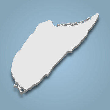 3d isometric map of Cozumel is an island in Mexico