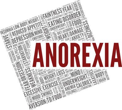 Anorexia vector illustration word cloud isolated on a white background.