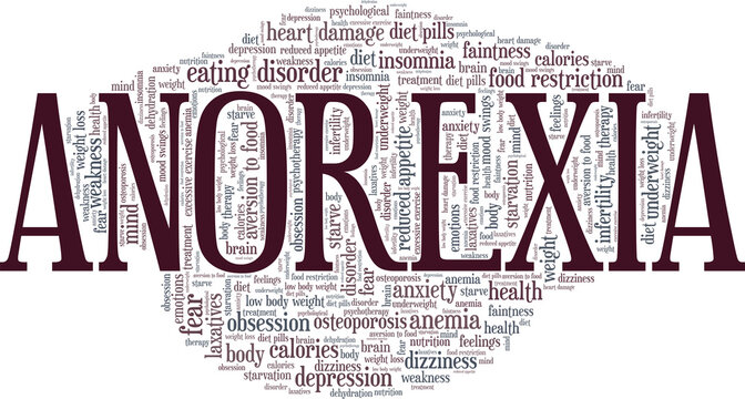 Anorexia vector illustration word cloud isolated on a white background.