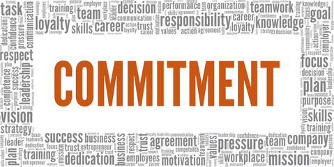 Commitment vector illustration word cloud isolated on a white background.