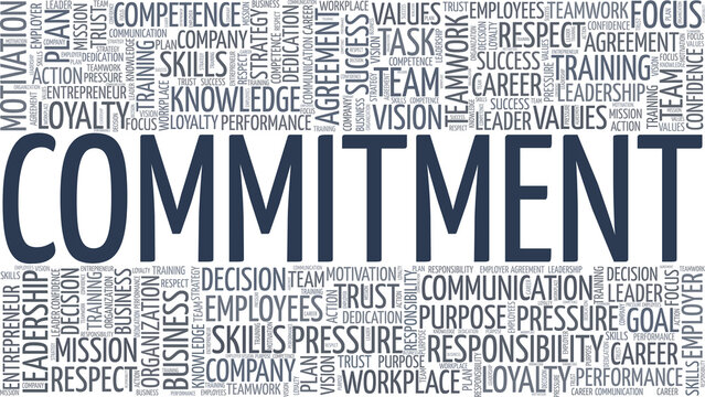 Commitment vector illustration word cloud isolated on a white background.