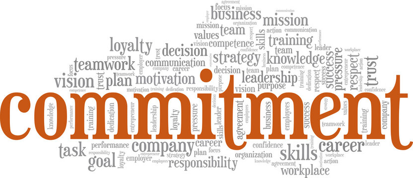Commitment vector illustration word cloud isolated on a white background.