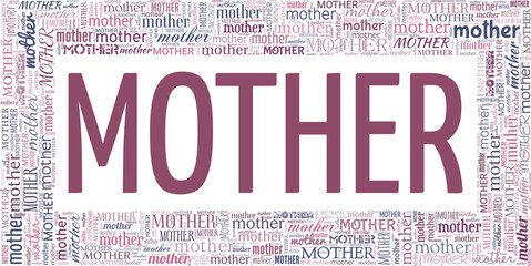 Mother vector illustration word cloud isolated on a white background.
