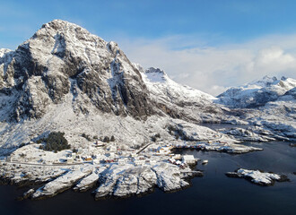 Fototapeta na wymiar Tind & Sorvagen in Spring, Lofoten Islands, north Norway