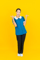 Portrait beautiful young asian woman maid and housekeeping