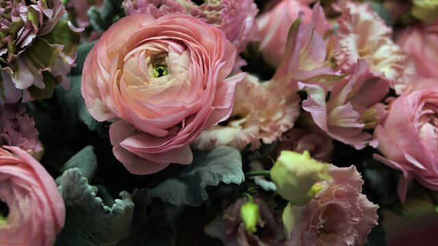 Close-up of rose in a brides flower bouquet.
