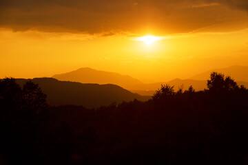 Sunset in Pollino National park, Basilicata region, Italy 