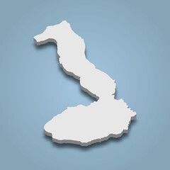 3d isometric map of Isabela is an island in Galapagos Islands