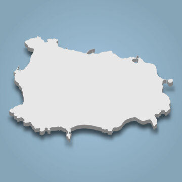 3d isometric map of Ischia is an island in Italy