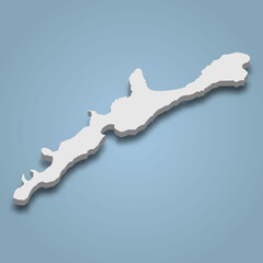 Fototapeta na wymiar 3d isometric map of Iturup is an island in Japan