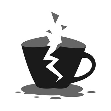 a broken cup icon on a white background. Vector image