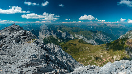 Fototapeta na wymiar Summer day on the top of the Coglians, the highest mountain of Friuli-Venezia Giulia, Italy