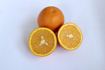 Orange and slice isolated on white background