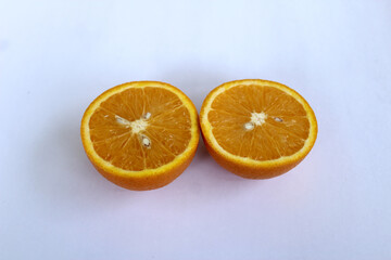 Orange and slice isolated on white background