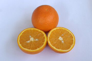 Orange and slice isolated on white background