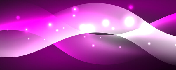 Shiny glowing neon wave, light lines abstract background. Magic energy and motion concept. Vector wallpaper template