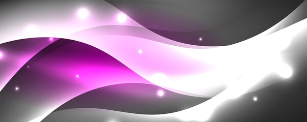 Shiny glowing neon wave, light lines abstract background. Magic energy and motion concept. Vector wallpaper template